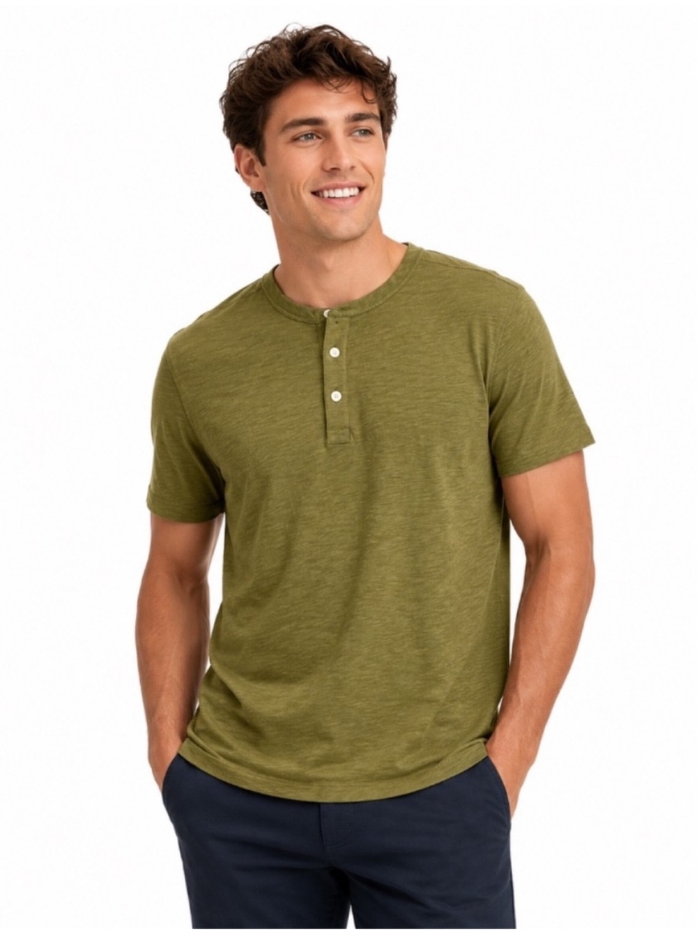 Everlane Shirt XS Henley Green